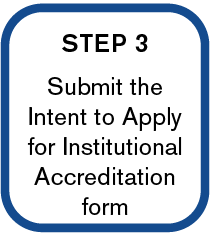 Institution Submission Step 3: Submit the Intent to Apply for Institutional Accreditation form