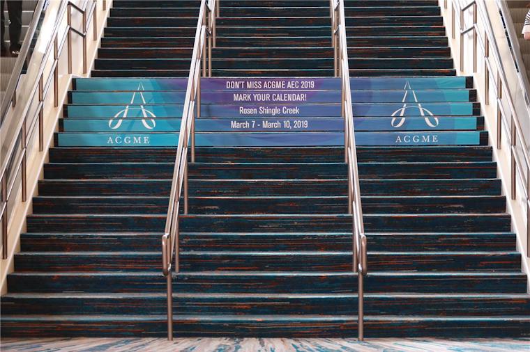 Stairs at the Rosen Shingle Creek reminded everyone to Save the Date for the 2019 ACGME Annual Educational Conference!